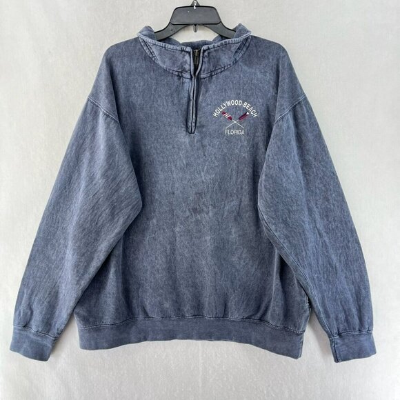 Ragwear Sweatshirt Men's Sz XL Gray 1/4 Zip Embroidered Collared Ribbed Trim - Picture 1 of 9